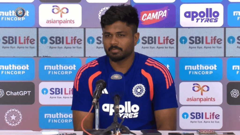 Sanju Samson talking during India vs West Indies match