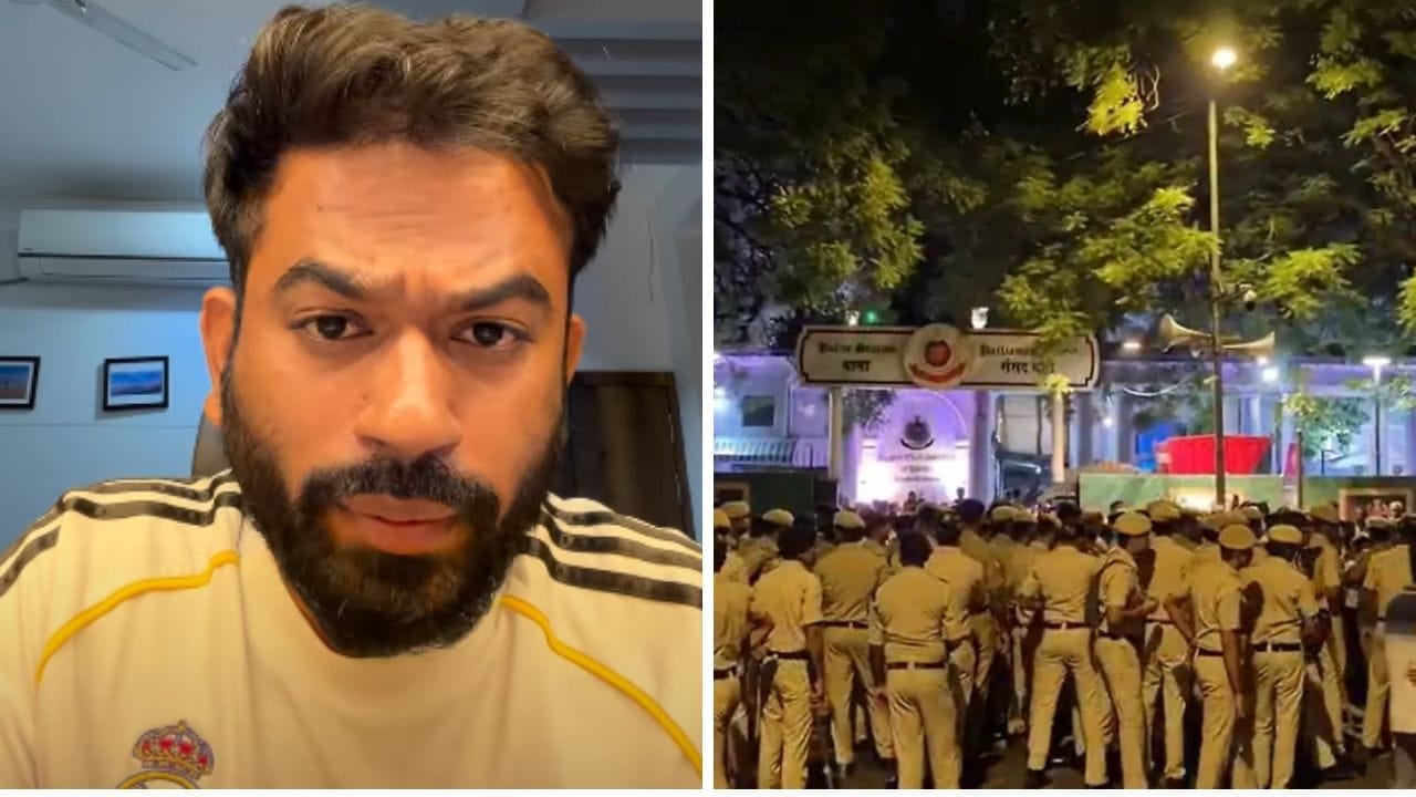 Delhi police journalist harassment protest outside Parliament Street police station